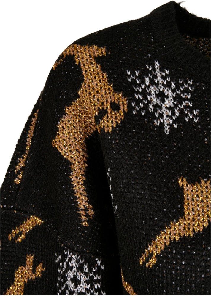 UrbanClassicsDamenSweatshirtLadiesOversizedChristmasSweaterBlackGold