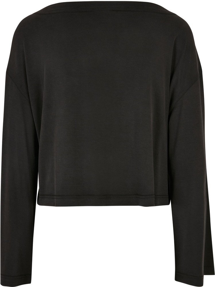 UrbanClassicsDamenLadiesShortModalBateauNecklinieLongsleeveBlack