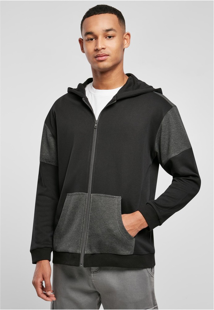 UrbanClassicsSweatshirtOversizedPatchZipHoodyBlackCharcoal