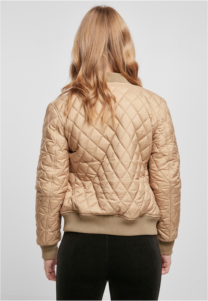 UrbanClassicsDamenJackeLadiesDiamondQuiltNylonJacketUnionbeige-3XL