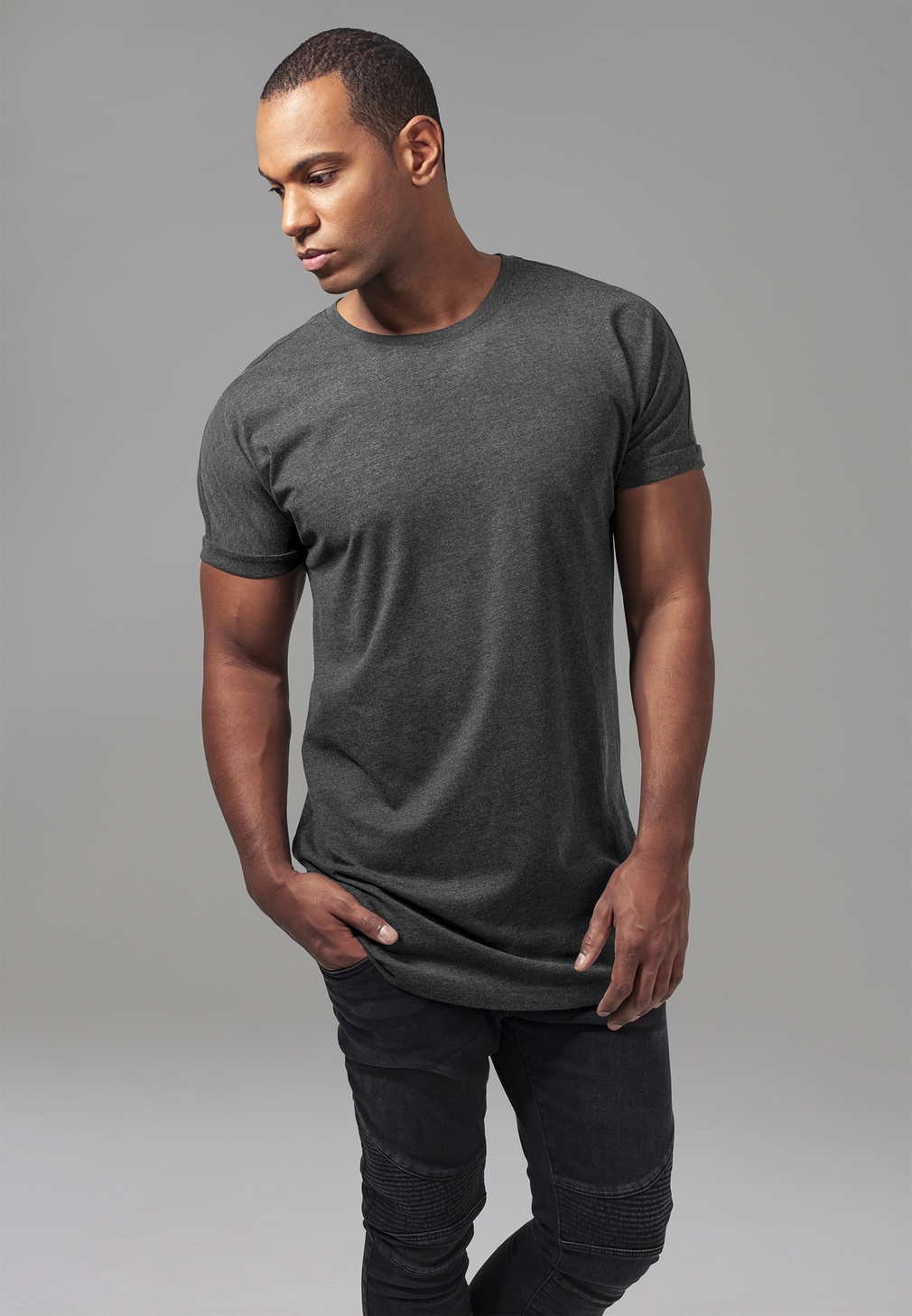 UrbanClassicsT-ShirtLongShapedTurnupTeeCharcoal-L