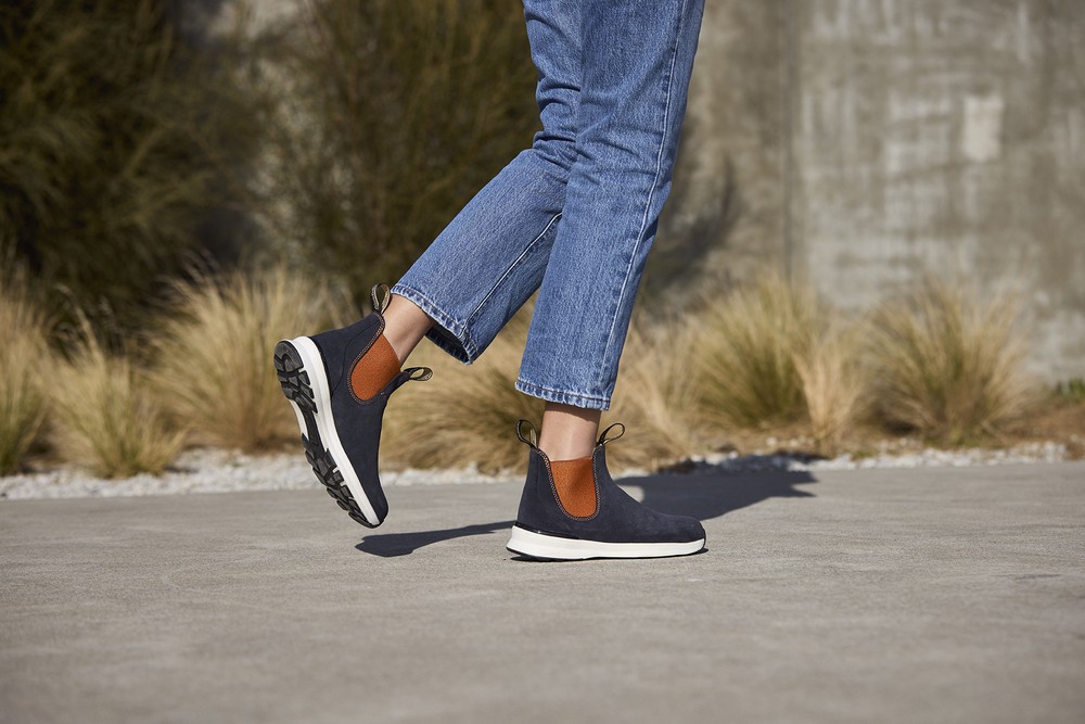 BlundstoneStiefelBoots2147NavyLeatherwithBurntOrangeElasticActiveSeries