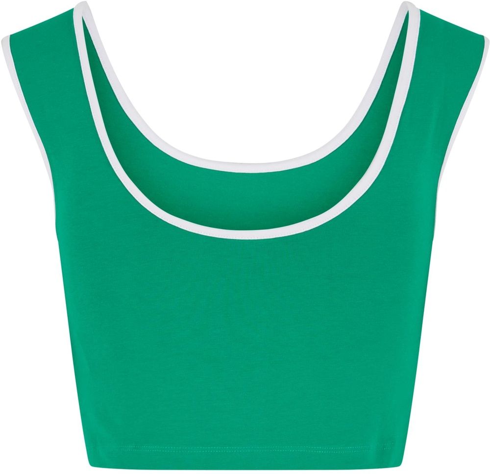 UrbanClassicsDamenLadiesContrastCroppedTopTB7486AFroggreenWhite-3XL