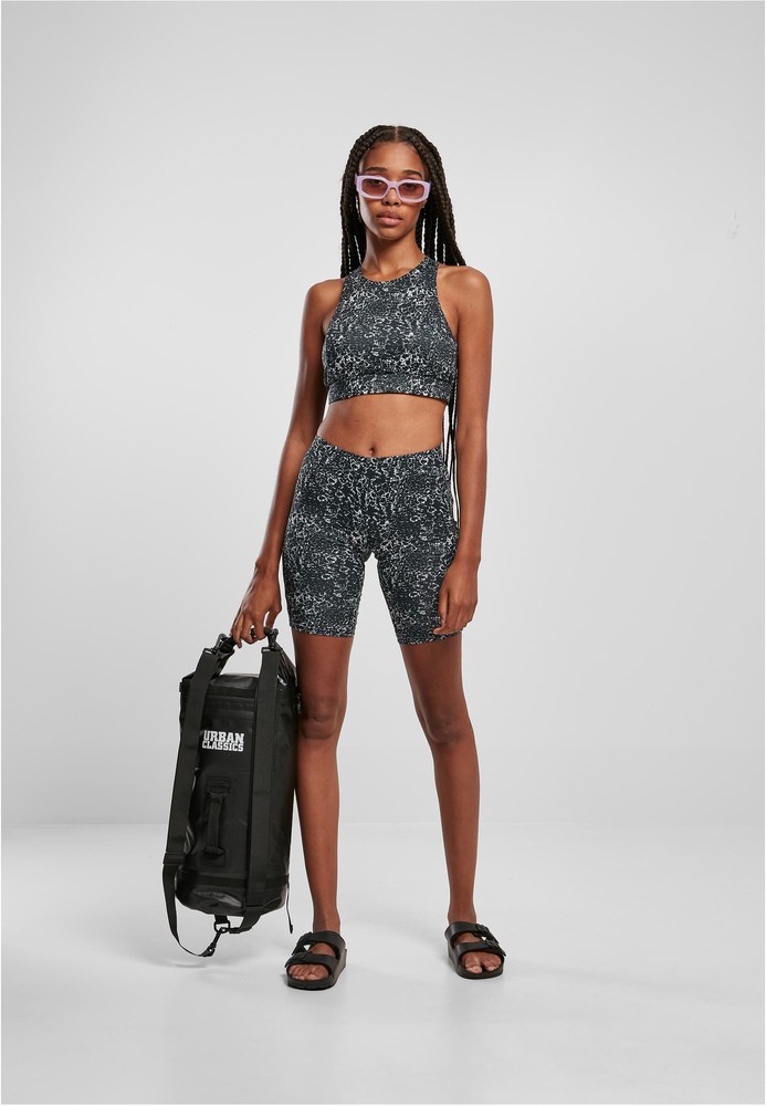 UrbanClassicsDamenLadiesTieDyeHighWaistCycleShortsBlackWhite