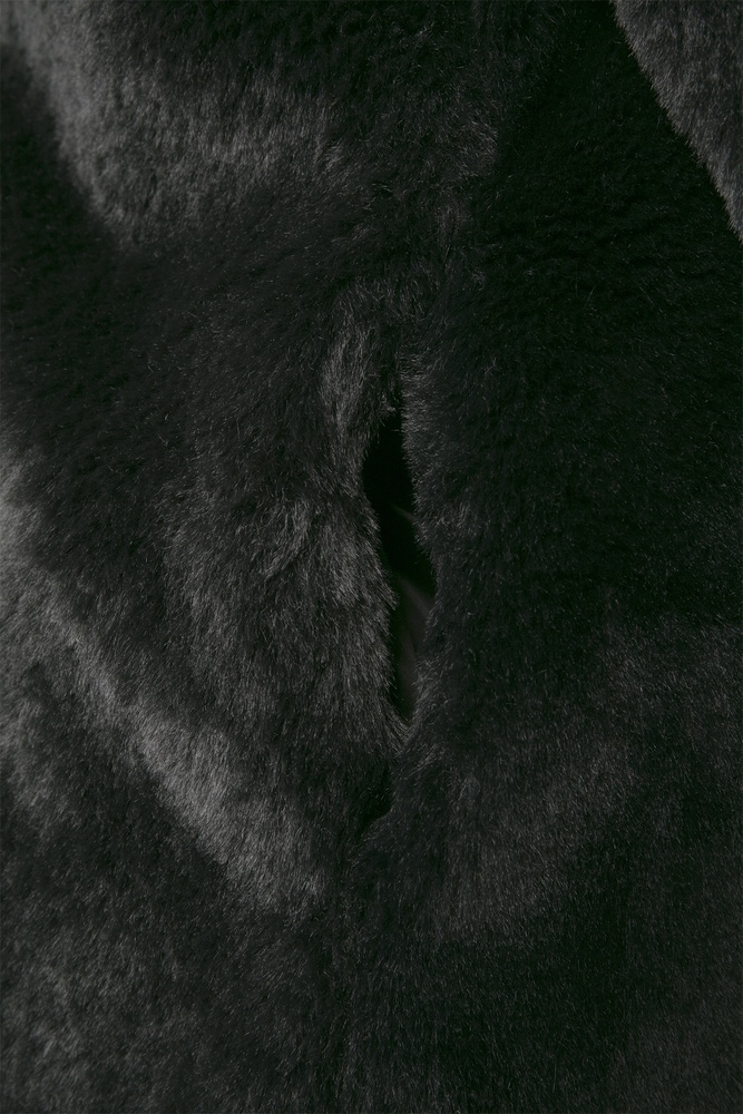 UrbanClassicsKinderMantelGirlsHoodedTeddyCoatBlack