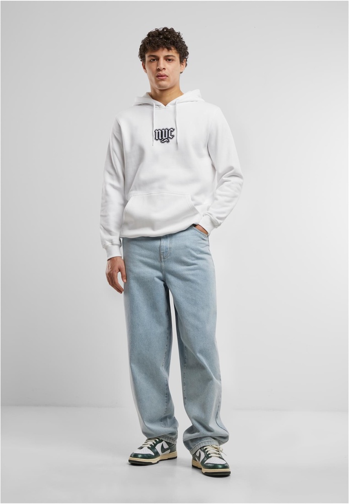 MisterTeeNYCOldEnglishWordingPatchHoodyMT3689White-3XL