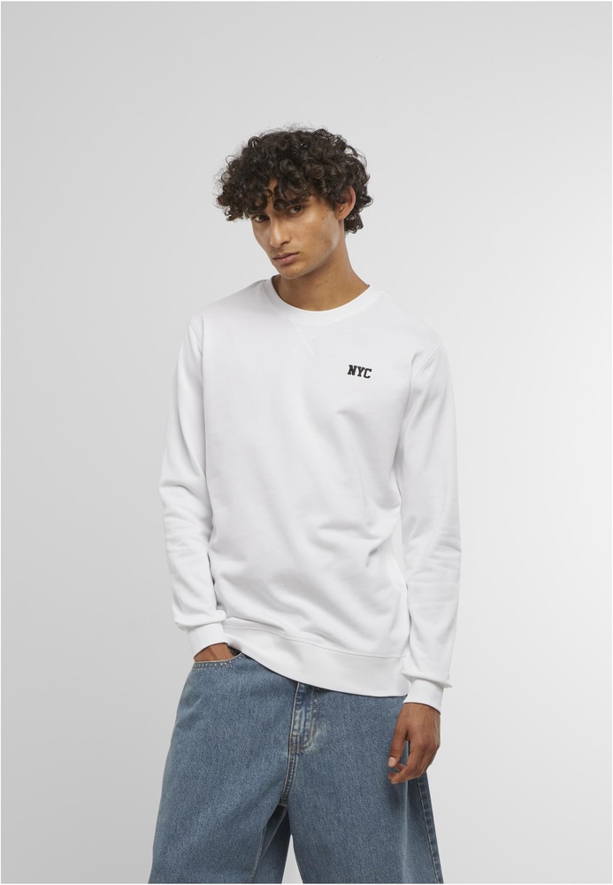 MisterTeeNycWordingEmbLightCrewSweatshirtMT3925White-3XL