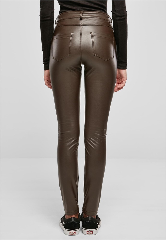 UrbanClassicsDamenHoseLadiesMidWaistSyntheticLeatherPantsBrown-26