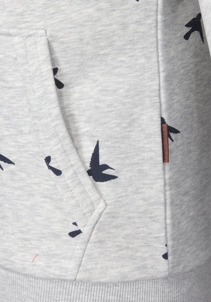 NaketanoDamenHoodieBrazzo1801-0301AlloverBirdsGrey-XS