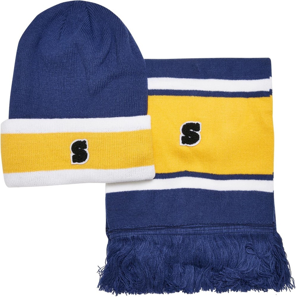 UrbanClassicsMtzeCollegeTeamPackageBeanieAndScarfSpaceblueCaliforniayellowWht