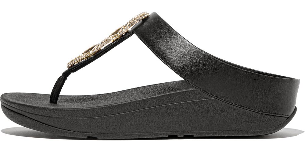 FitFlopDamenFlipFlopsFinoCrystal-ChainLeatherToe-PostSandalsHX2