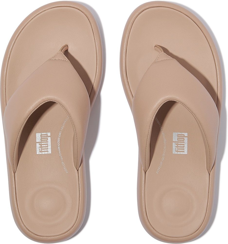 FitFlopDamenFlipFlopIqushionD-LuxePaddedLeatherToe-PostSandalsJB6ClassicBeige-36