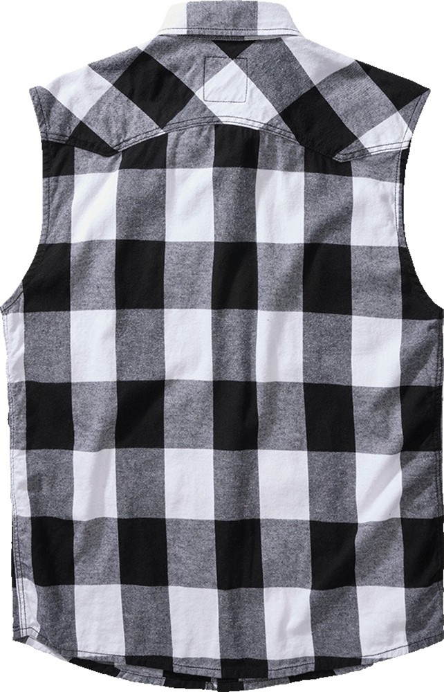 BranditMenHemdCheckshirtsleevelessWhiteBlack-S