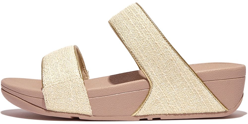 FitFlopDamenSandalenLuluShimmerweaveSlidesGO2StoneBeigeMix-36