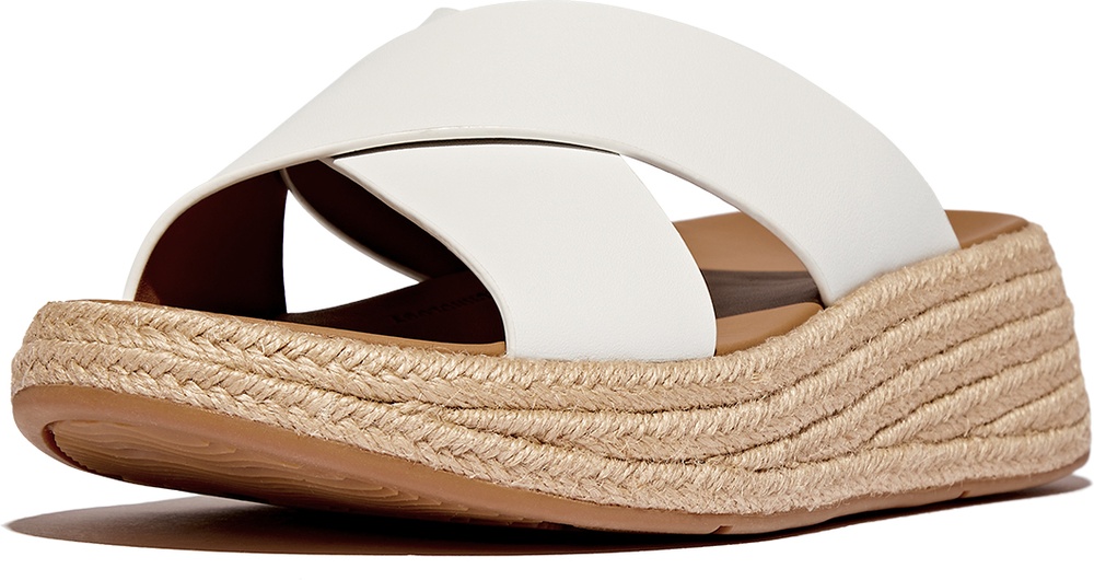FitFlopDamenSandalenF-ModeEspadrilleLeatherFlatformCrossSlidesIV5UrbanWhite-36