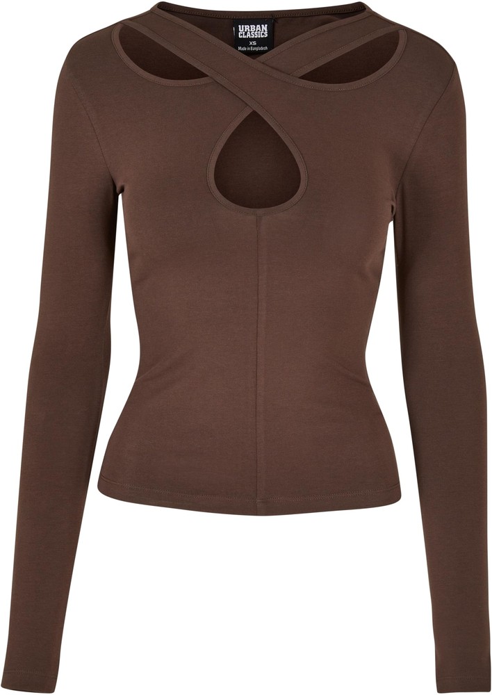 UrbanClassicsDamenLadiesCrossedCutOutLongsleeveBrown-3XL