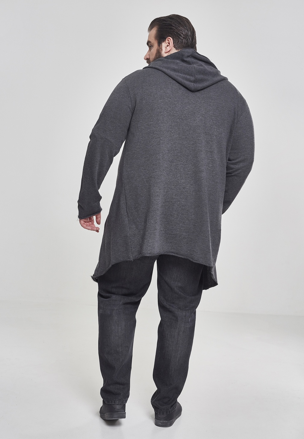 UrbanClassicsCardiganStrickjackeLongHoodedOpenEdgeCardiganCharcoal-3XL