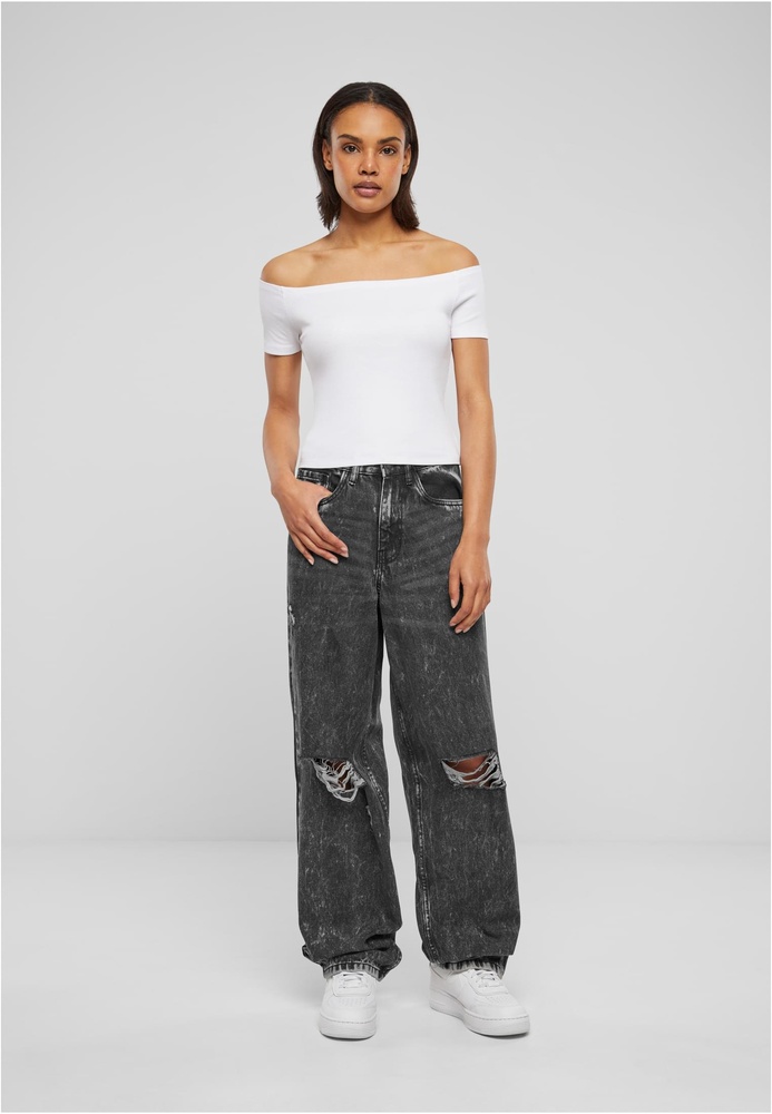 UrbanClassicsDamenT-ShirtLadiesOrganicOffShoulderRibTeeTB6184White-3XL