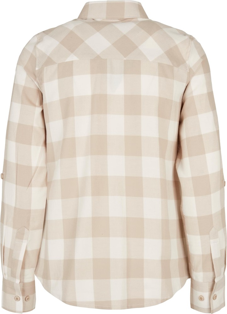 UrbanClassicsDamenLadiesTurnupCheckedFlanellShirtWhitesandLighttaupe-3XL