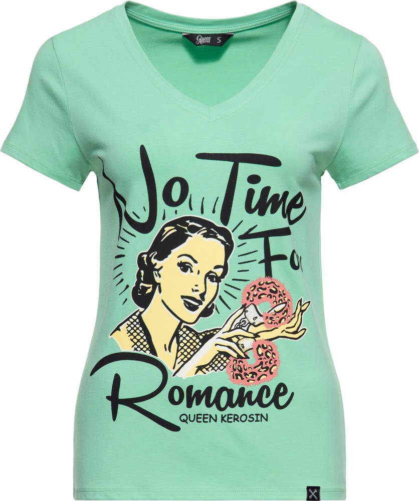 QueenKerosinDamenBasicT-ShirtVHalsNoTimeQKU41016