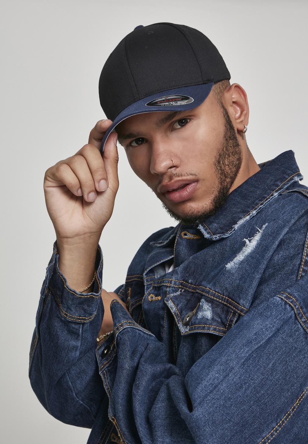 FlexfitCapWoolyCombed2-ToneBlackNvy-LXL