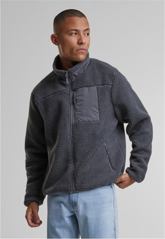 UrbanClassicsTeddyJacketWithStandUpCollarTB7260Cloudgrey-3XL