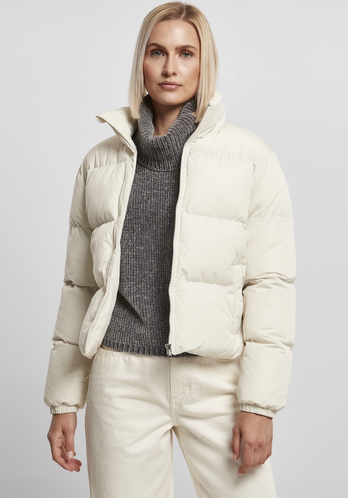 UrbanClassicsDamenLadiesShortPeachedPufferJacketWhitesand-3XL