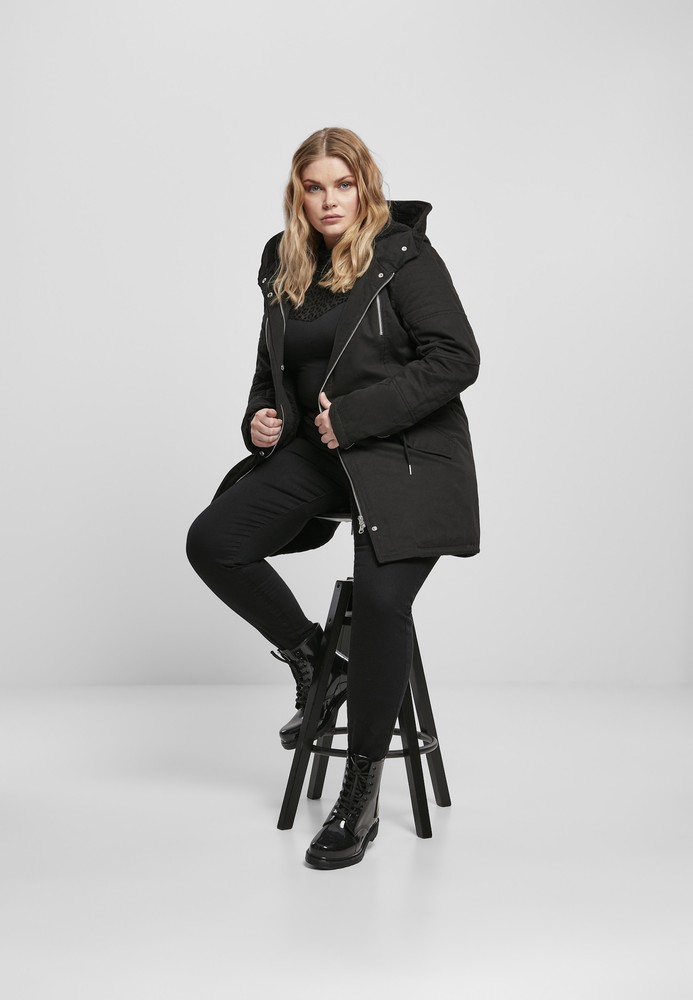 UrbanClassicsDamenT-ShirtLadiesFlockLaceTurtleneckTeeBlack-3XL