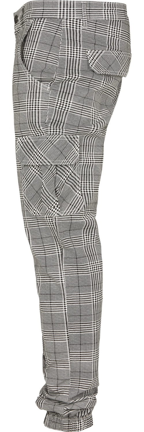 UrbanClassicsHoseAOPGlencheckCargoJogPantsWhiteBlack