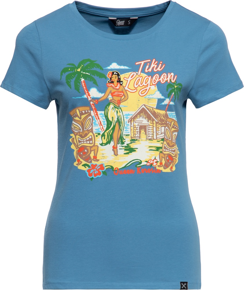 QueenKerosinDamenBasicT-ShirtTikiLagoonQKU41012SkyBlue-XS
