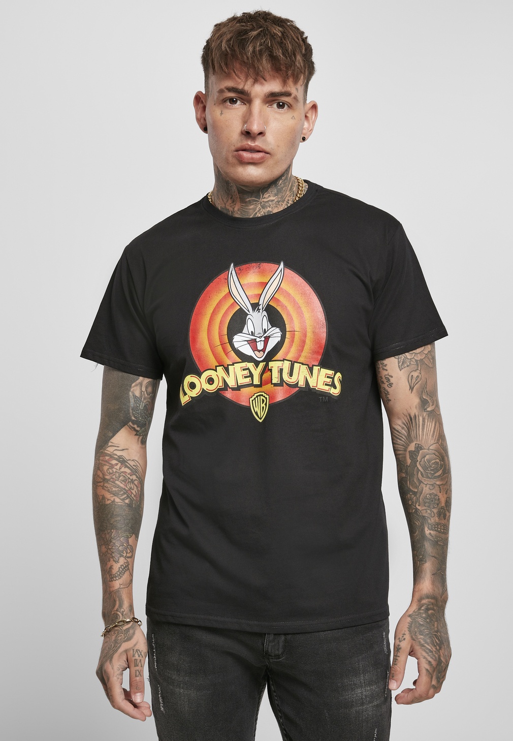 MerchcodeT-ShirtLooneyTunesBugsBunnyLogoTeeBlack