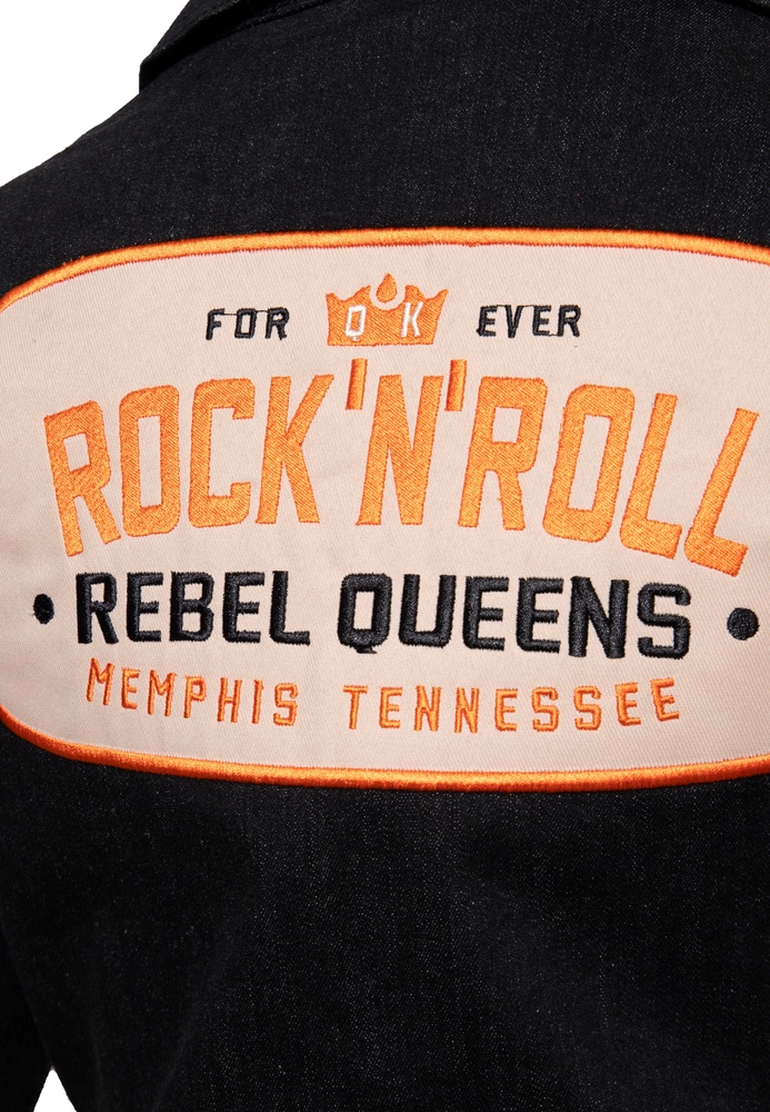 QueenKerosinDamenRetroDenimPencilKleidMitKnpfeRocknRollRebelQueensQKU460311