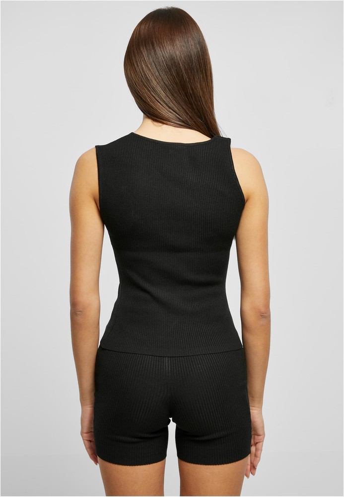UrbanClassicsDamenLadiesRibKnitAsymmetricTopBlack-3XL