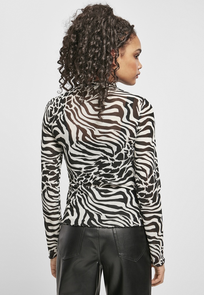 UrbanClassicsDamenLongsleeveLadiesAOPMeshTurtleneckLongsleeveAsphaltBlack-3XL