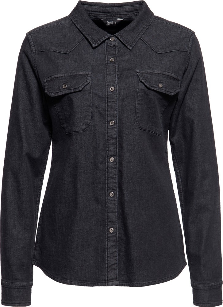 QueenKerosinDamenSnakeGirlWashedJoggdenimShirtSchwarz