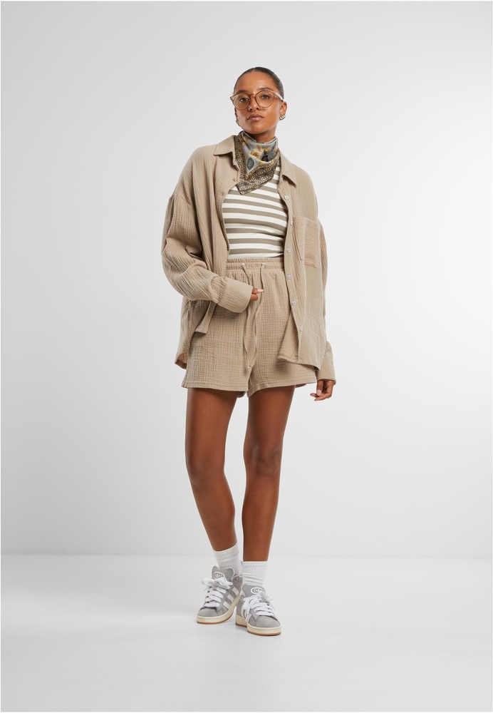 UrbanClassicsDamenLadiesMusselinShortsTB7467Chalkdust-3XL