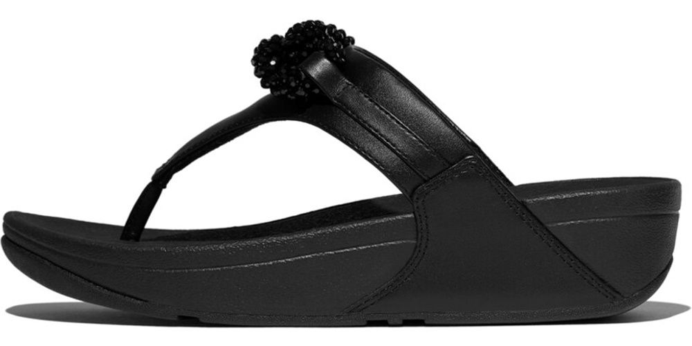 FitFlopDamenFlipFlopsLuluBeaded-ChainLeatherToe-PostSandalsE6F