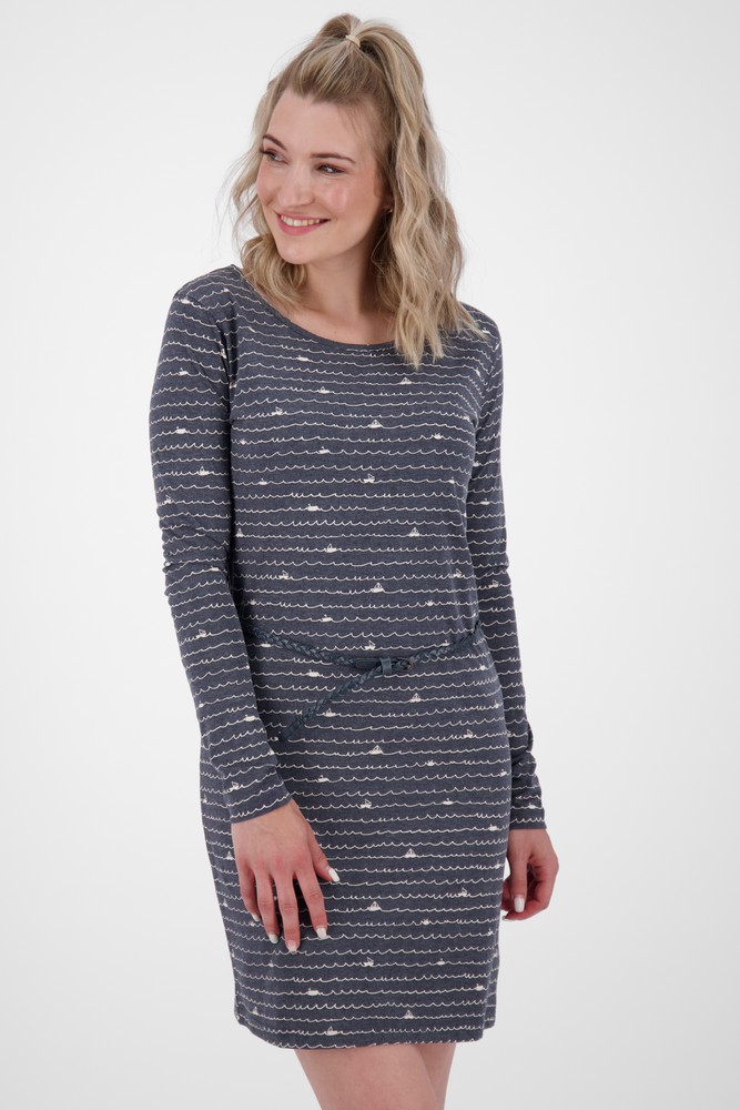 AlifeKickinDamenBlusenkleidEllinAKBLongsleeveDressMarineMelange-2XL