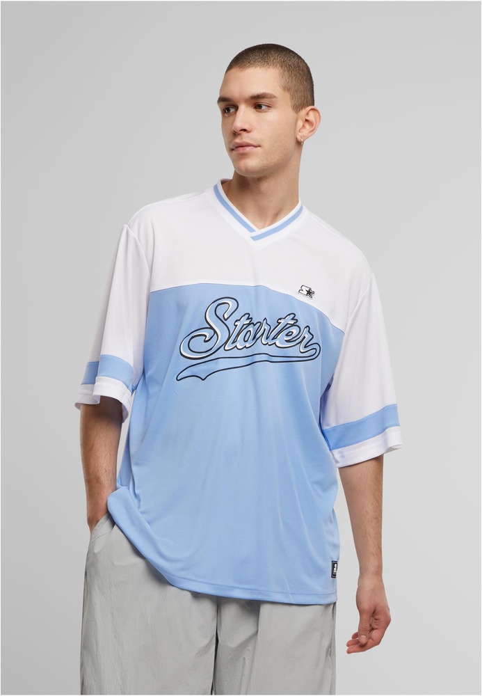 StarterBlackLabelT-ShirtV-NeckMeshTeeST422Carolinablue-L