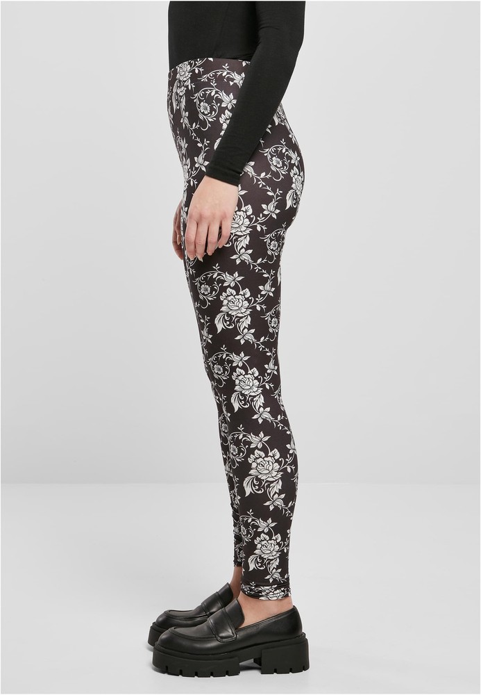 UrbanClassicsDamenLadiesSoftAopLeggingsBlackrose-3XL