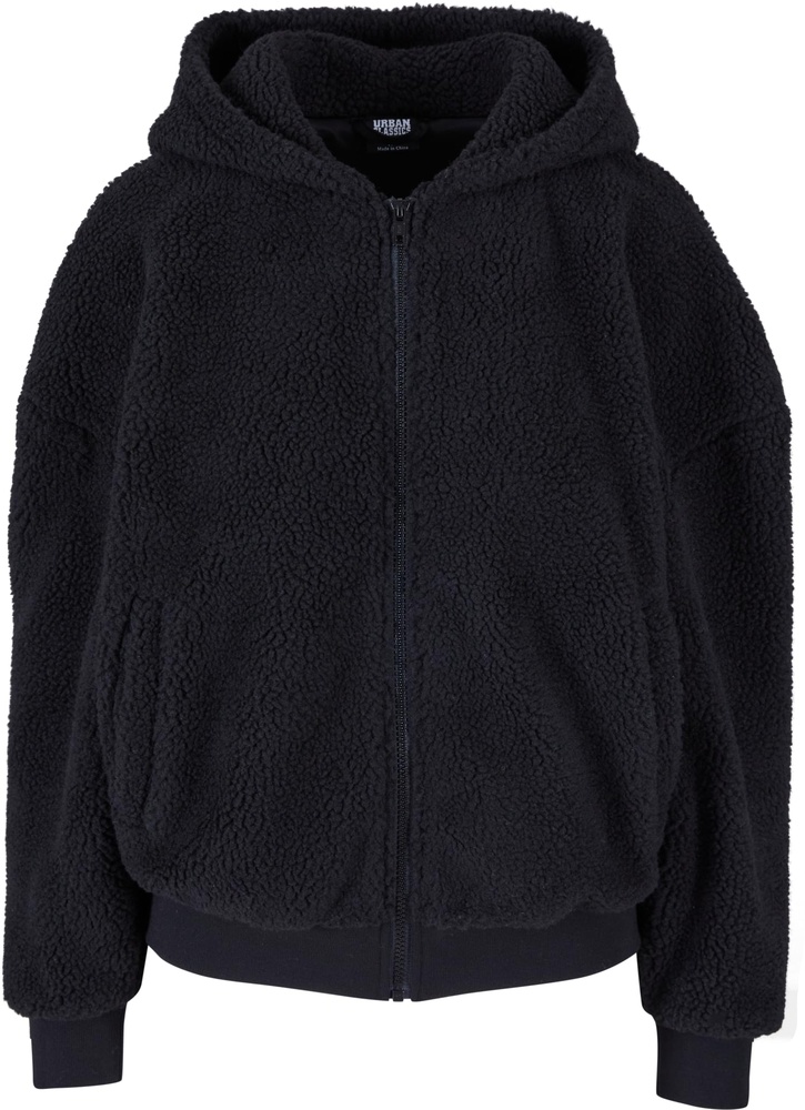 UrbanClassicsDamenLadiesOversizedSherpaZipHoodyTB6133Black-3XL
