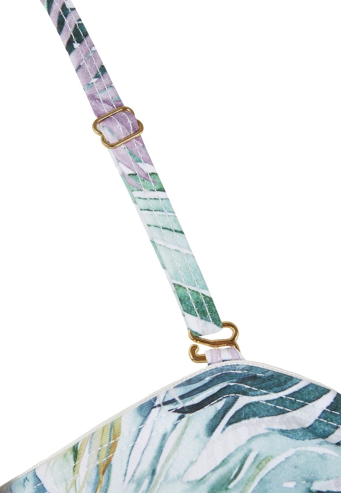 UrbanClassicsDamenBikiniLadiesHighWaistPatternBikiniLeafWhite