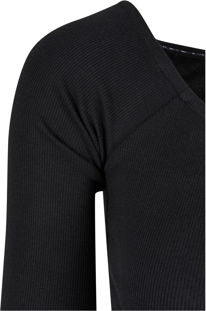 UrbanClassicsDamenLadiesShortRibWideV-NeckLongsleeveBlack