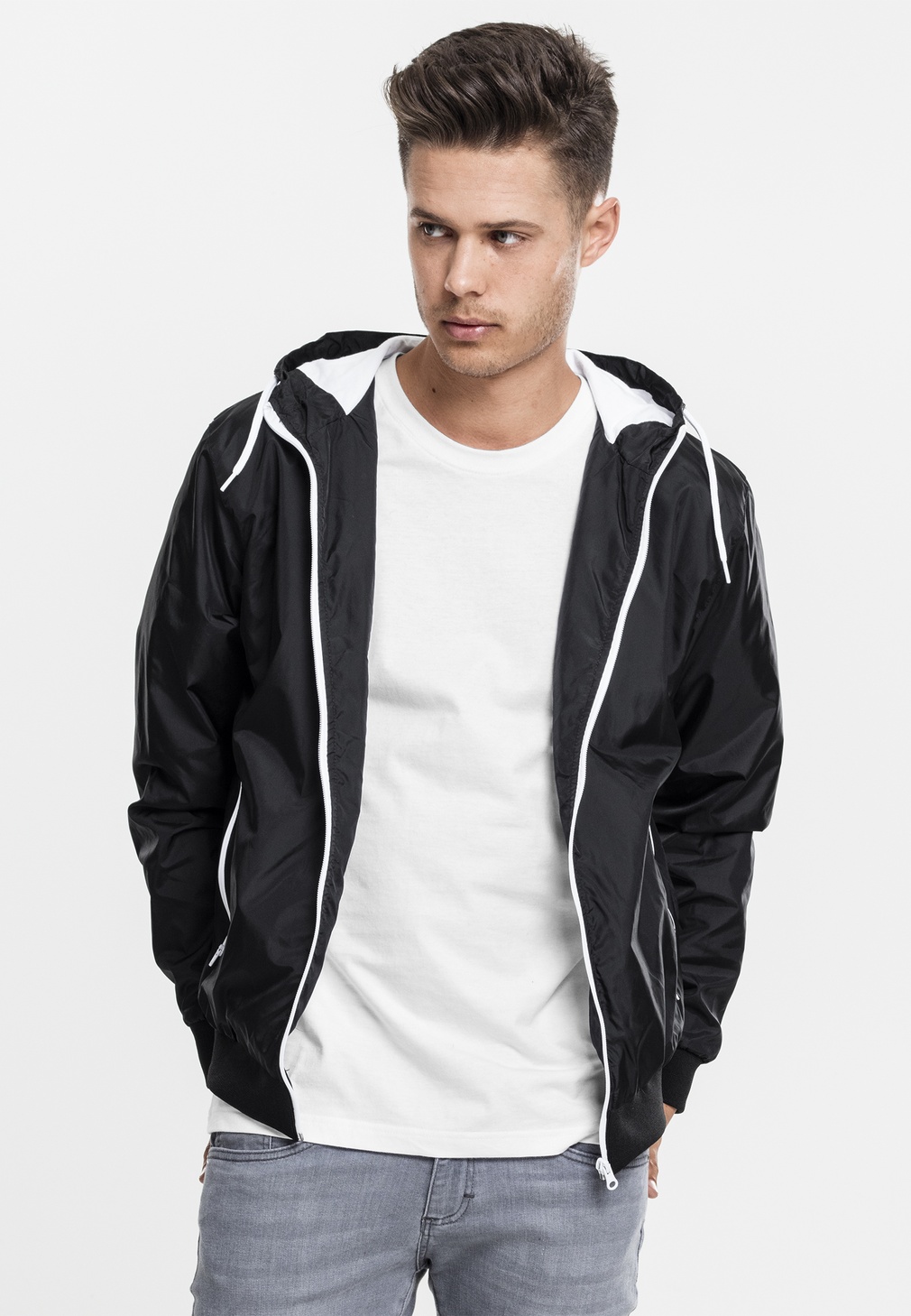 UrbanClassicsLeichteJackeContrastWindrunnerBlackWhite-3XL