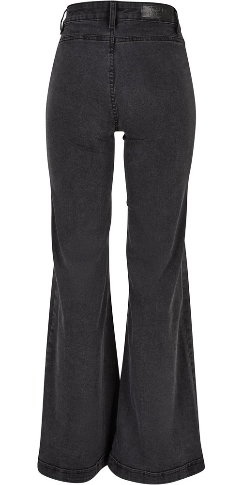 UrbanClassicsDamenJeansLadiesVintageFlaredDenimPantsBlackWashed-26