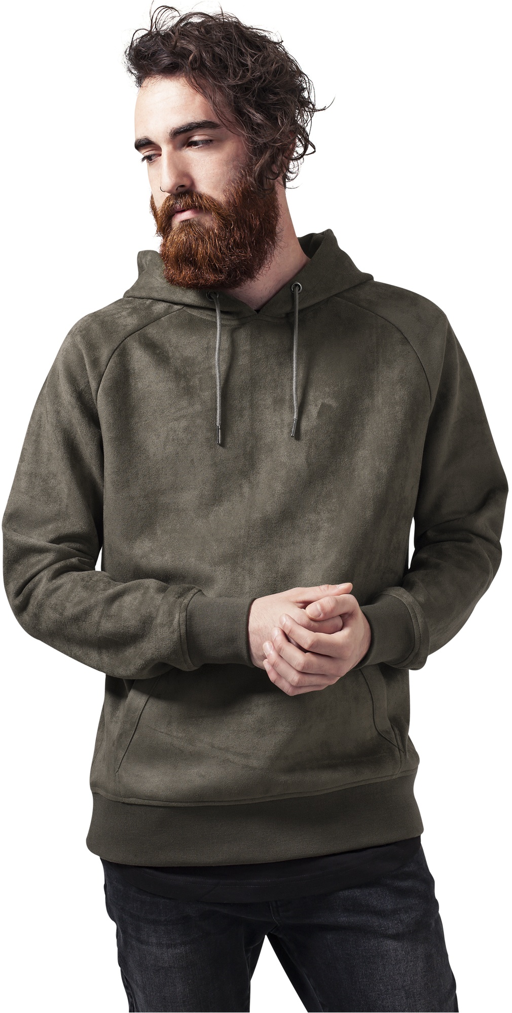 UrbanClassicsHoodieImitationSuedeHoodyOlive-L