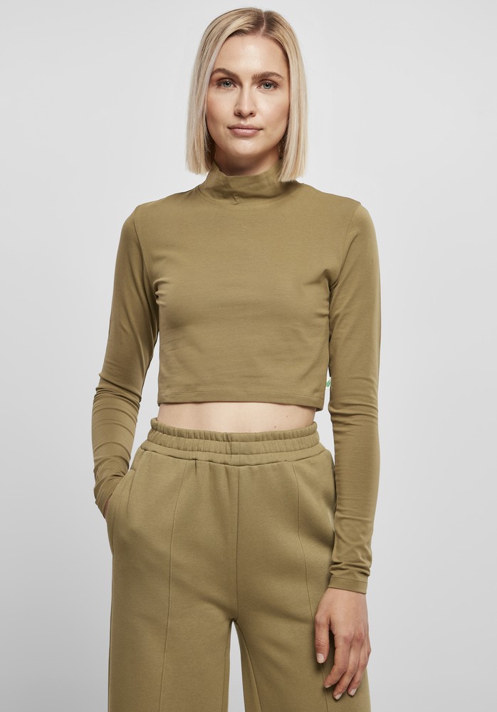 UrbanClassicsDamenLadiesOrganicCroppedTurtelneckLongsleeveTiniolive-3XL