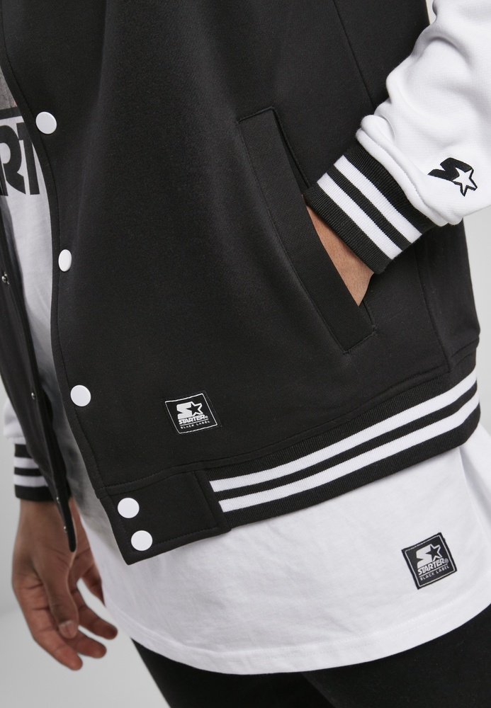 StarterBlackLabelJackeCollegeFleeceJacketBlackWhite