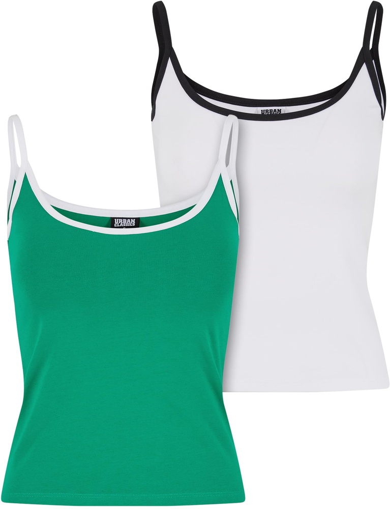 UrbanClassicsDamenLadiesContrastBasicTop2-PackTB7485AFroggreenWhite-3XL