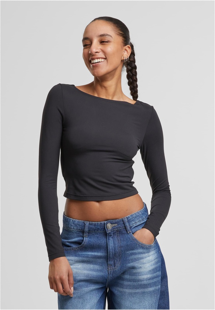 UrbanClassicsDamenLadiesSlimFitLongsleeveTB7721Black-L